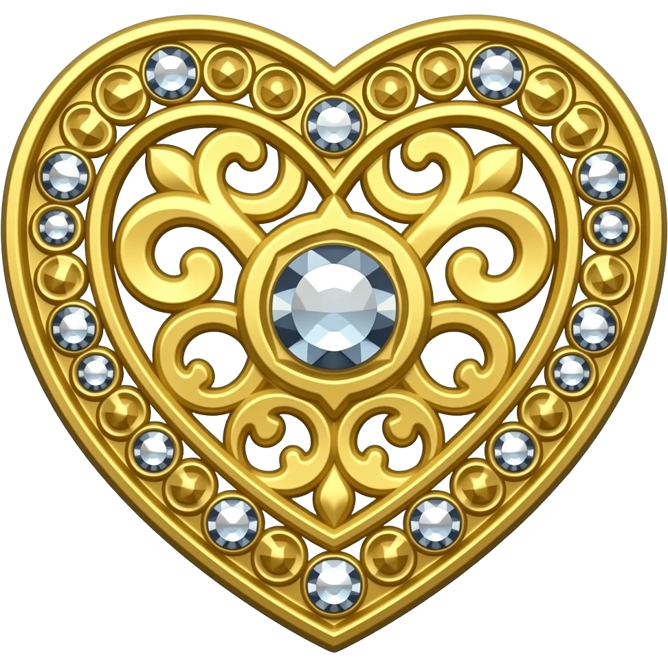 Broche brillante femenino, en forma de corazon, sin fondo. emoji