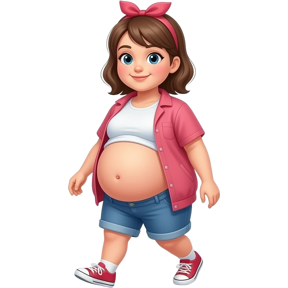girl look at you tummy,big and full,ready to go pop,so full that a heavy fat stomach wants a gentle rub,A Bellybutton,had too much to eat,even one can’t fast but walks like one is pregnant with a baby bump sticking out and leading the way. emoji
