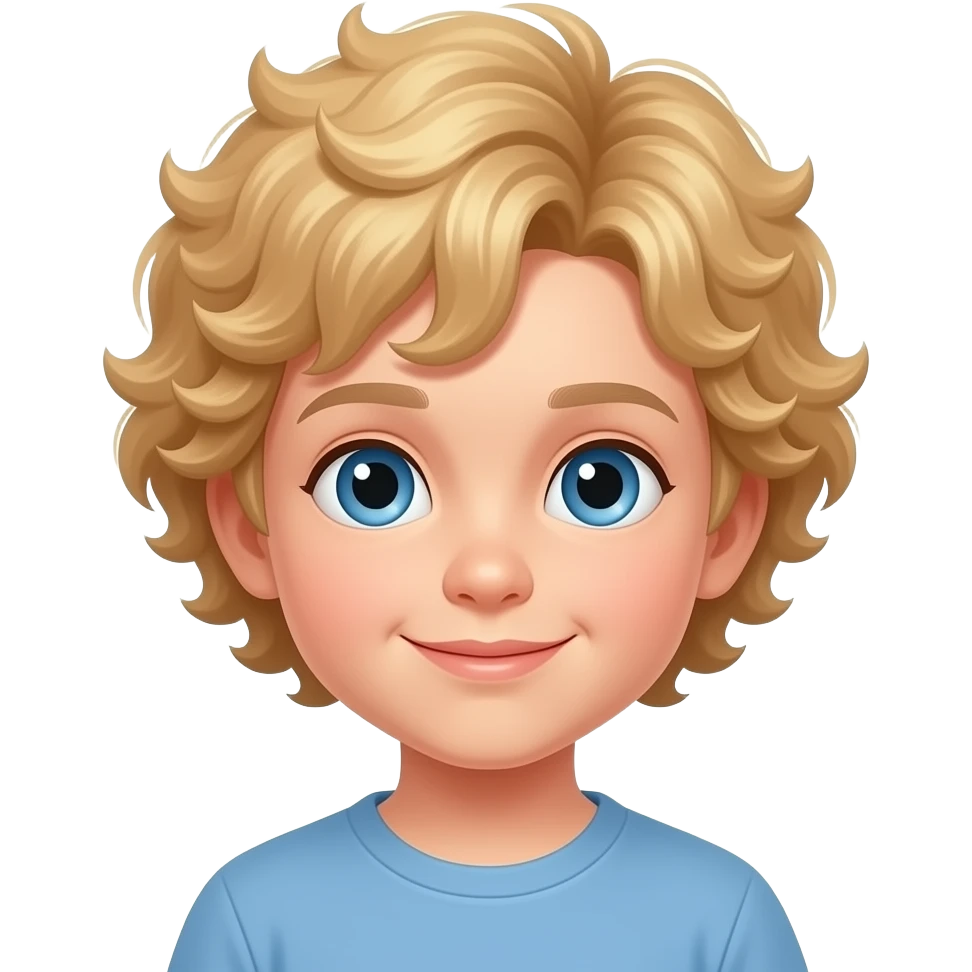 Child with curly blonde hair and blue eyes emoji