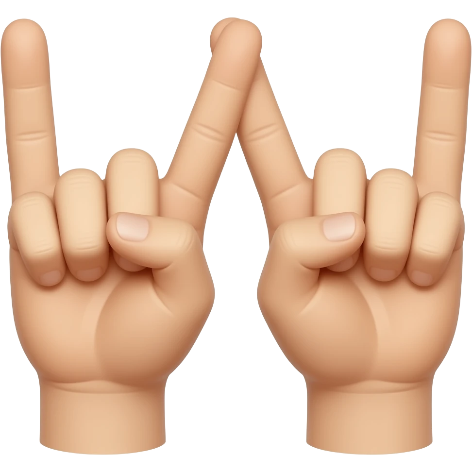 two hands making a letter w with thumbs attached in an upside down v and pointer fingers straight up up emoji