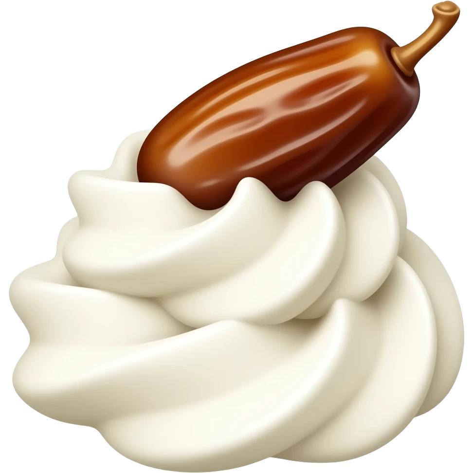 Whip cream with a date on top of it emoji