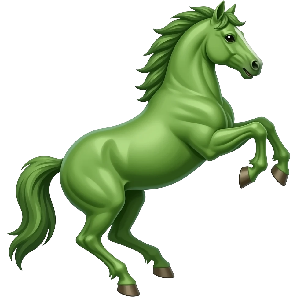horse rearing in the air acting green emoji
