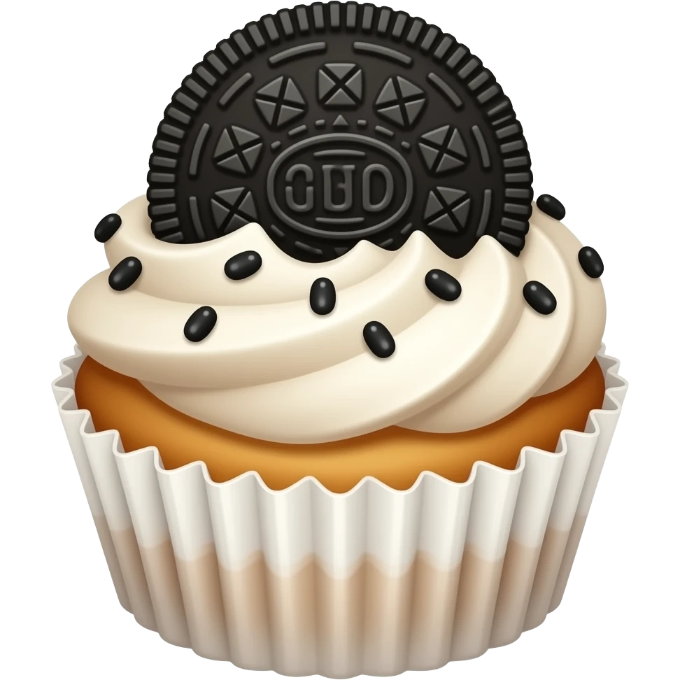 Oreo with black sprinkles on cupcake emoji