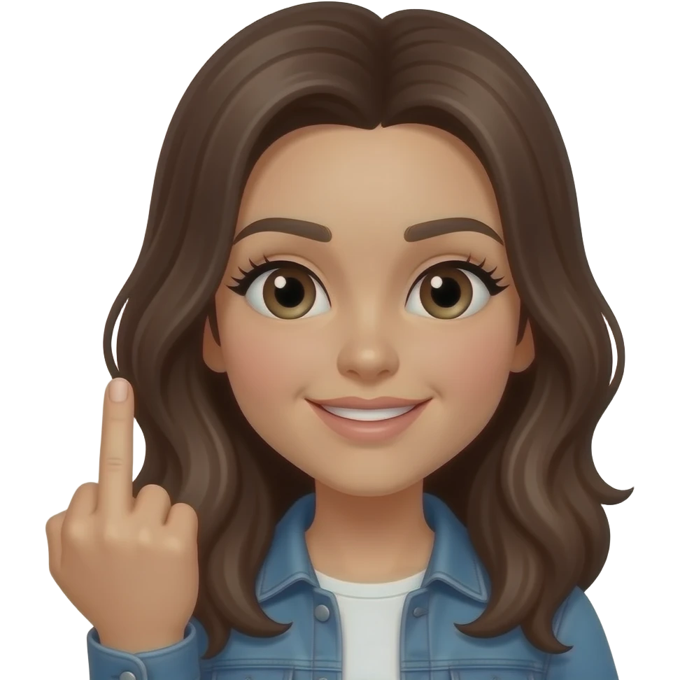 emoji  have long eyelash and showing middle finger emoji