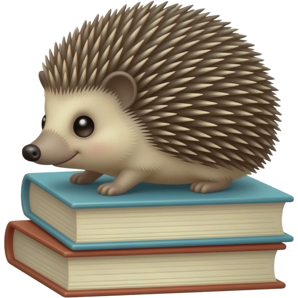 Hedgehog and books emoji