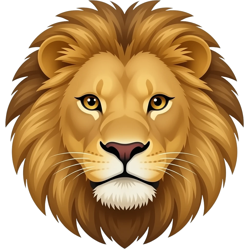 lion's serious had emoji, front view emoji