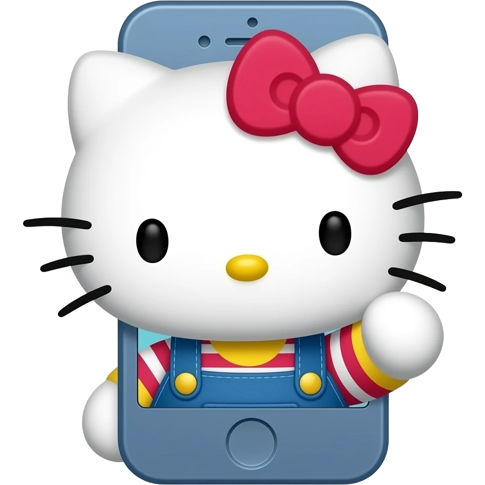 hellokitty from sanrio doing smartphone emoji