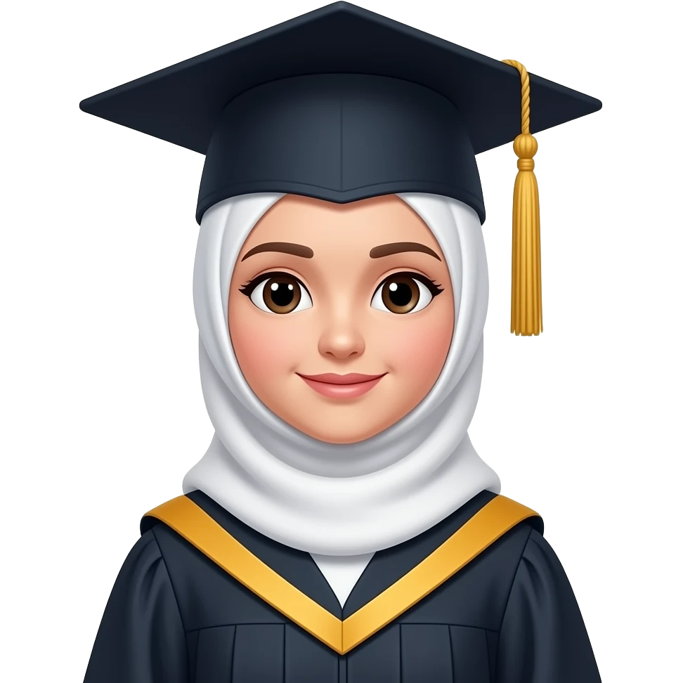Muslim girl wearing a graduation hat and gown emoji
