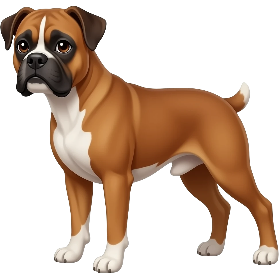 Perro boxer color cafe y sin collar emoji