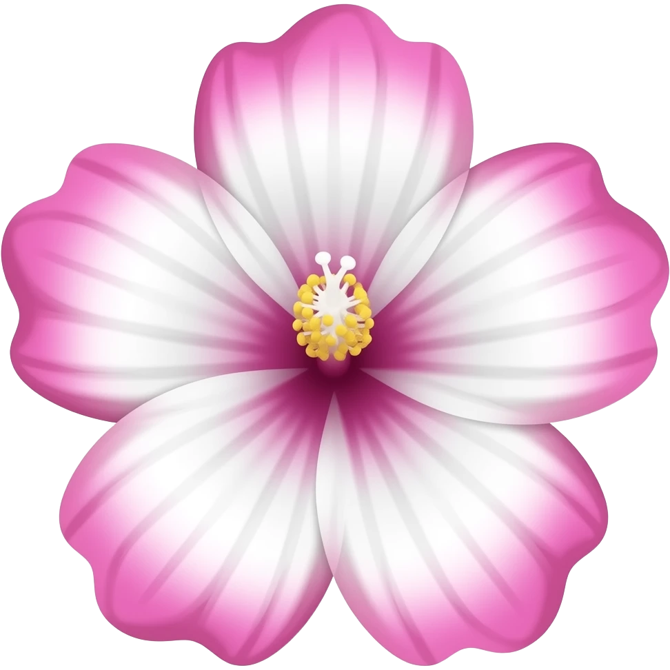 A hibiscus flower, inside White and the borders pink emoji