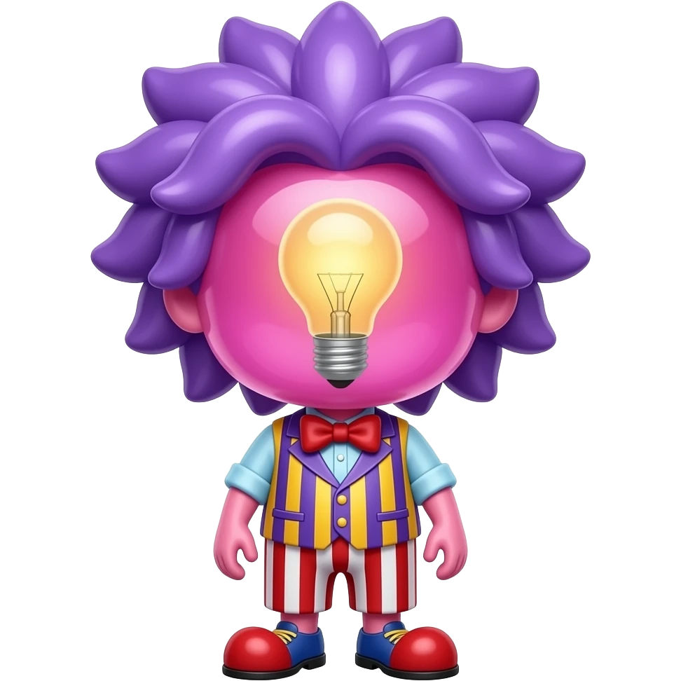 A tiny male helium-balloon elemental mascot with a massive head and ...