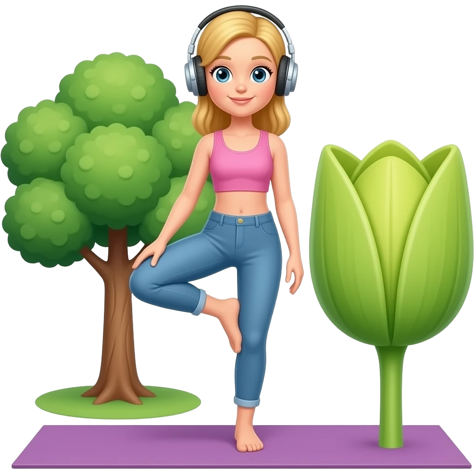 👱🏻‍♀️ 🧘🏼‍♀️🎧🌷🌳 emoji