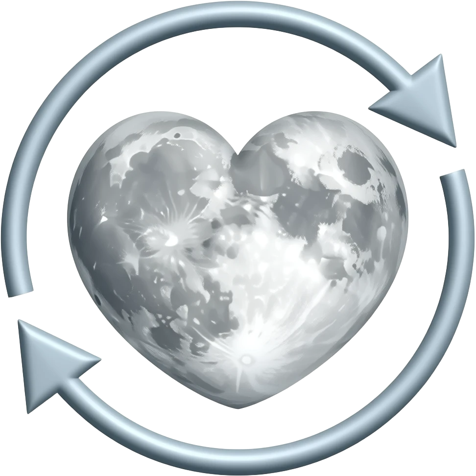 a heart shaped moon and 2 arrows in a circle moving counterclockwise emoji
