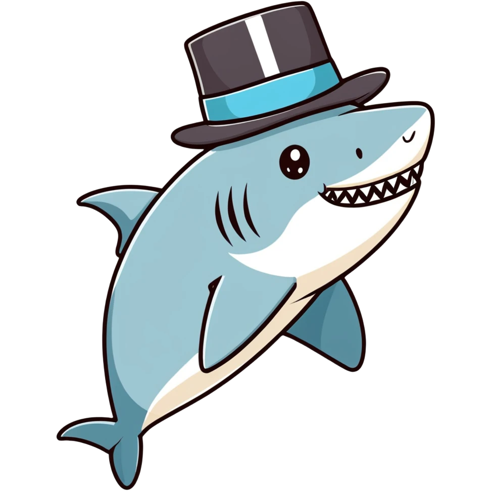 Shark with a top hat emoji