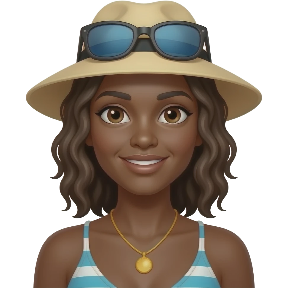 bust shot of black skin Beach Tourist emoji