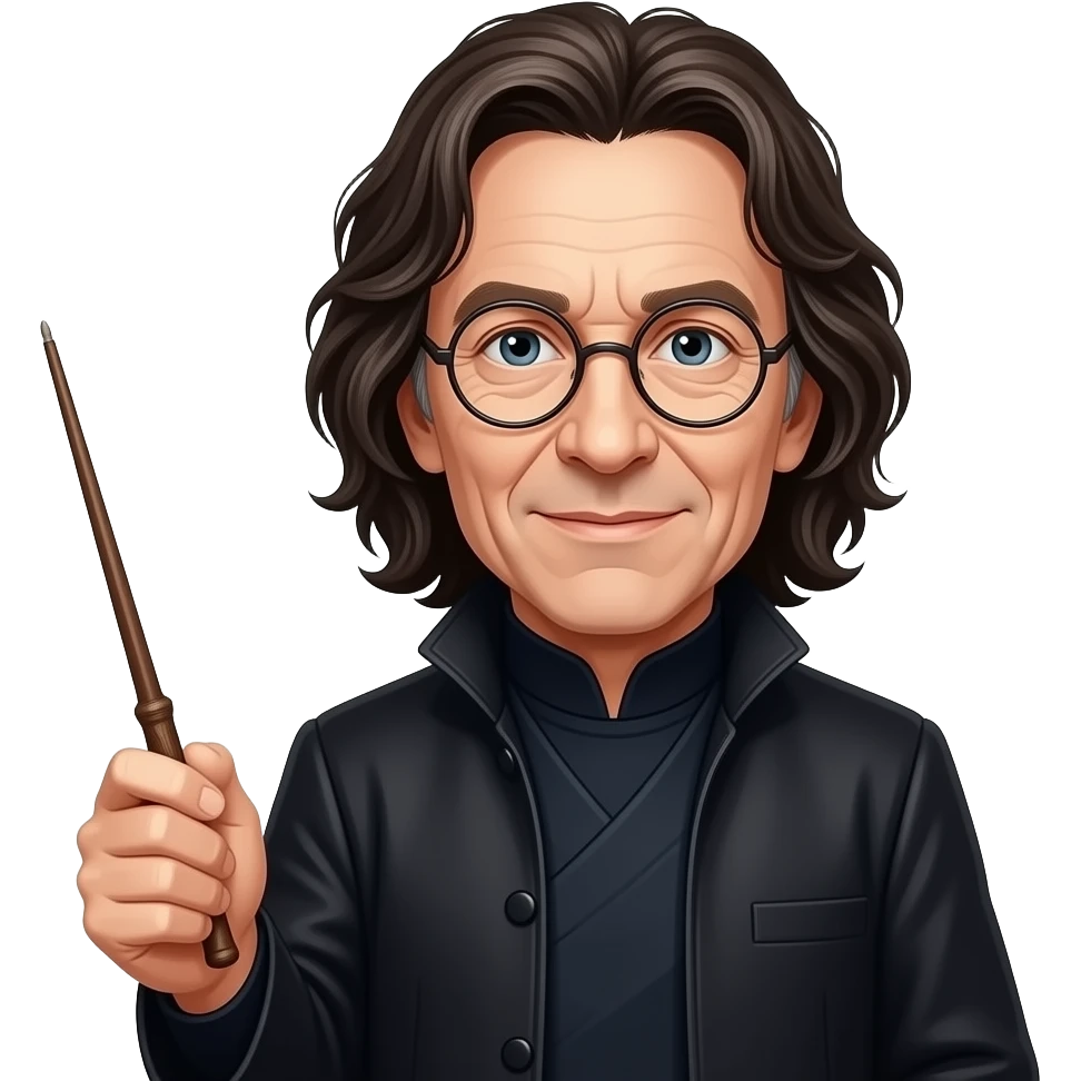 pelegant severus snape alan rickman with wand emoji