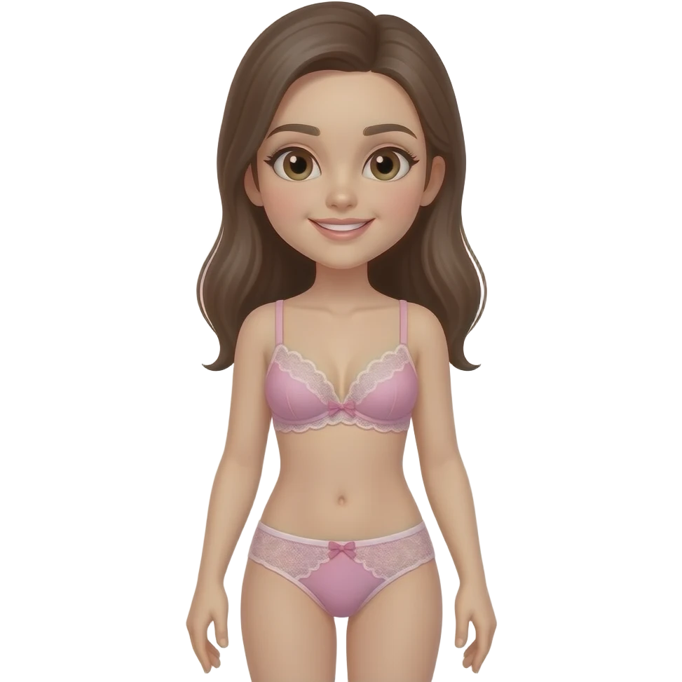 Chica de 13 en ropa interior cuerpo entero emoji
