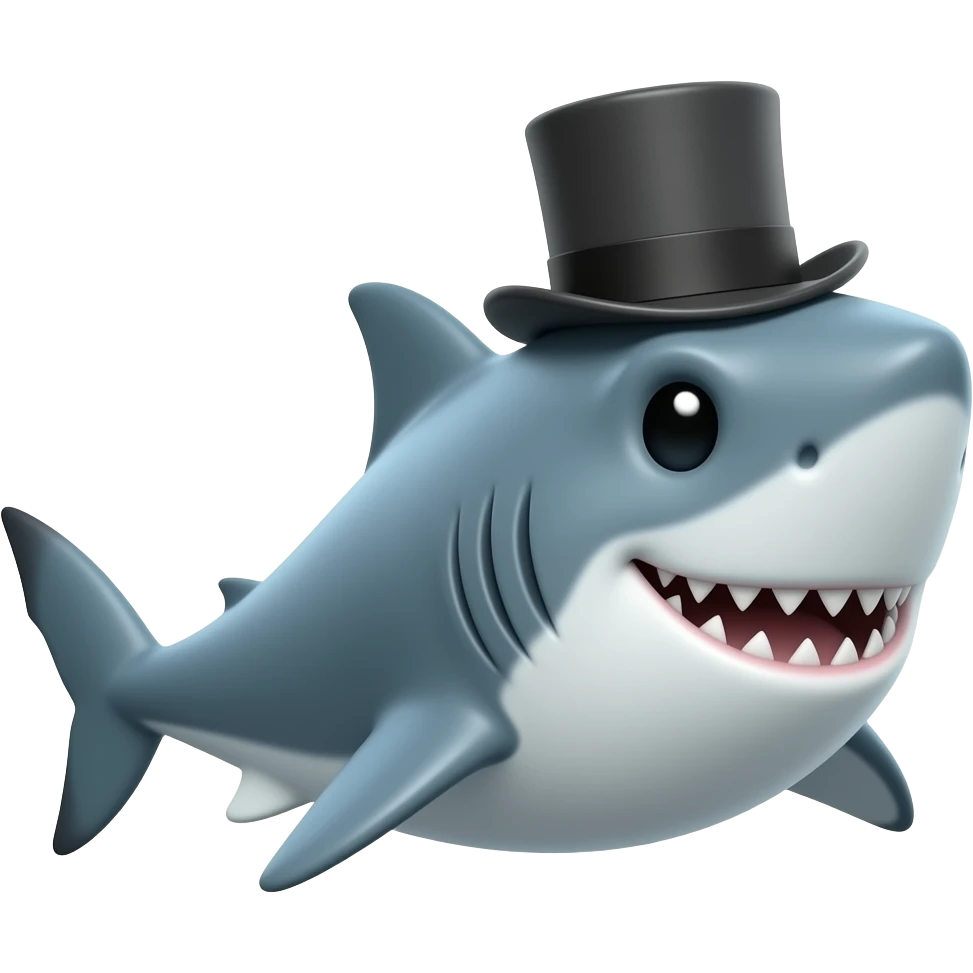 Shark with a top hat emoji
