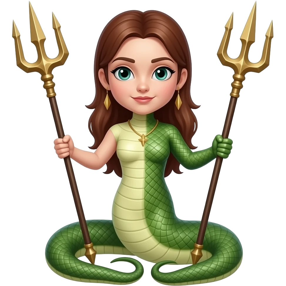 Half human half snake girl tridents Snake Tail emoji