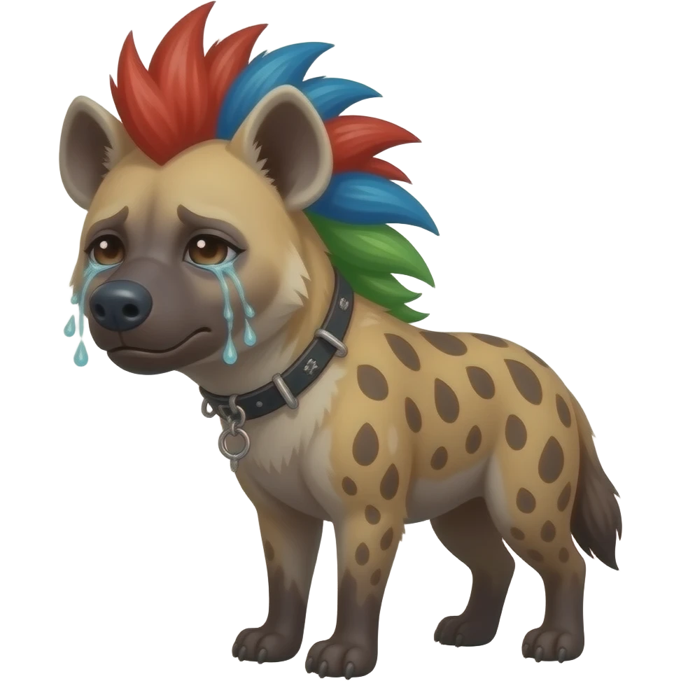 hyène femelle punk cheveux rouge bleu vert qui pleure emoji