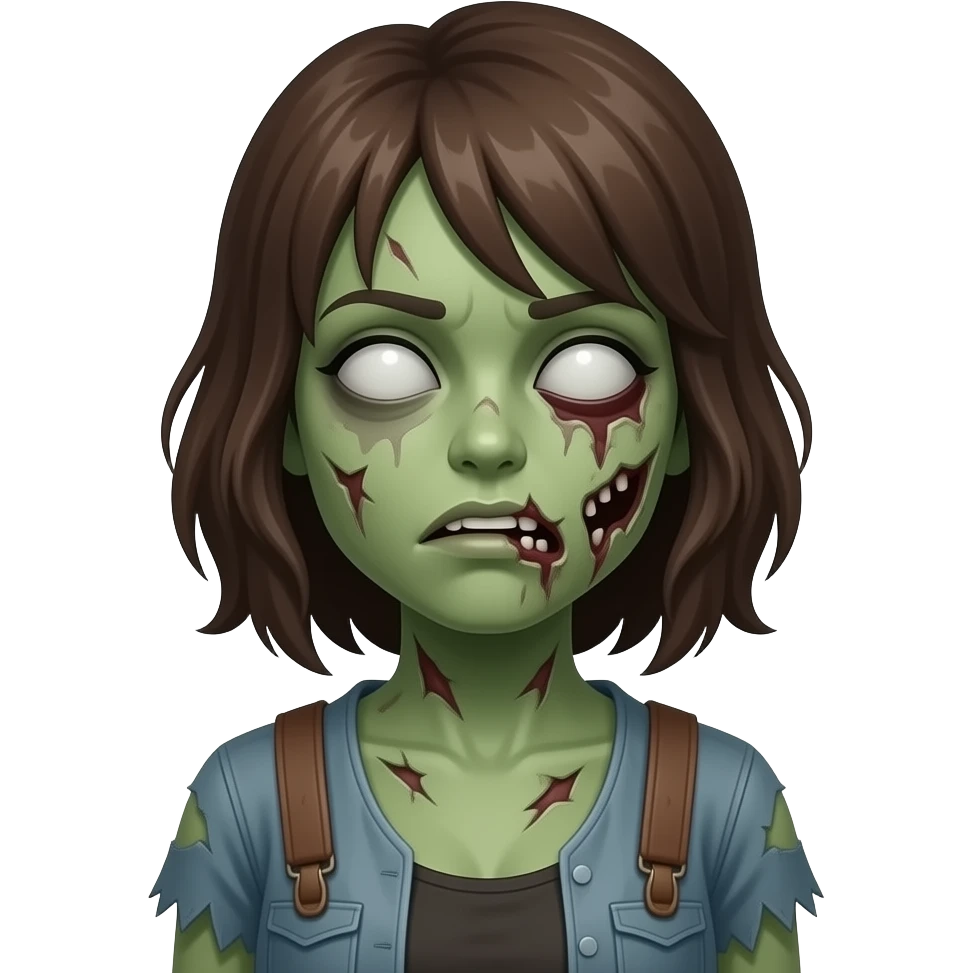female pale green zombie emoji