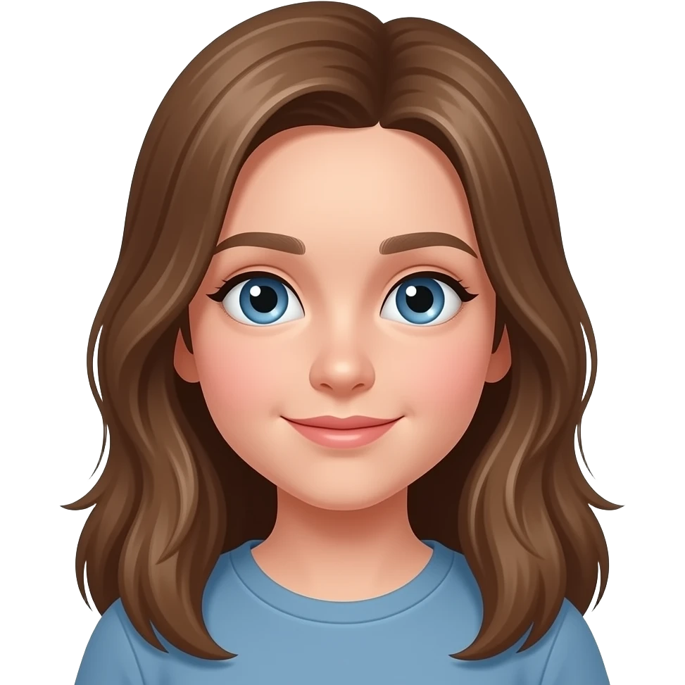 12 yeae old long brown hair blue eyes emoji
