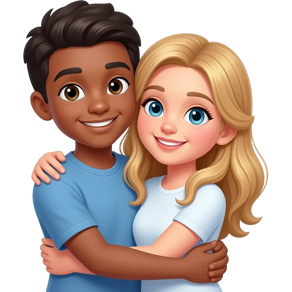 Темнокожий парень и белая девушка ласкают друг друга emoji