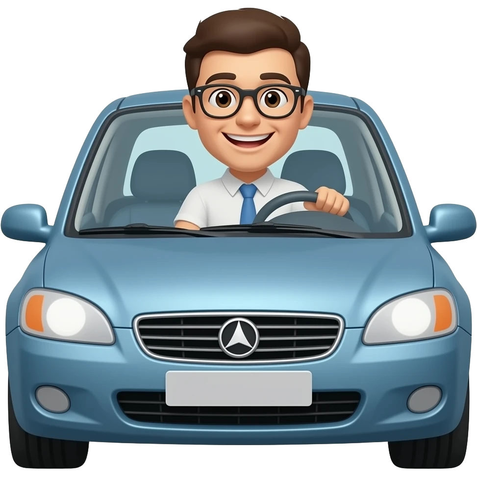 smiley face driving a car emoji