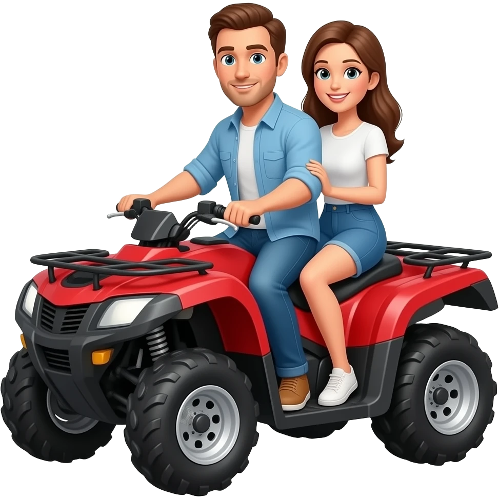 A fair-complexioned man and his wife are riding an ATV. emoji | AI ...