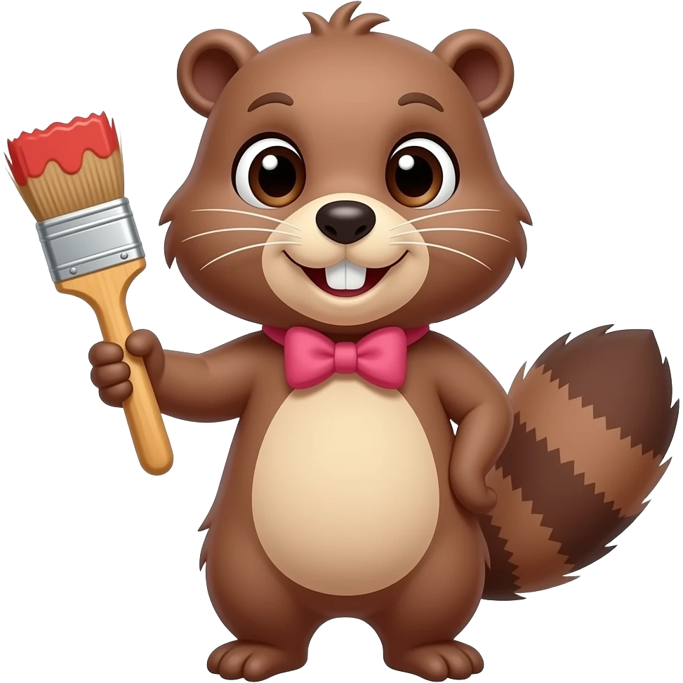 GIRLY BEAVER WITH PAINT BRUSH emoji