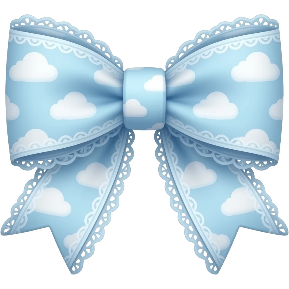 Cute cloudy pattern light blue bow lace coquette bow emoji
