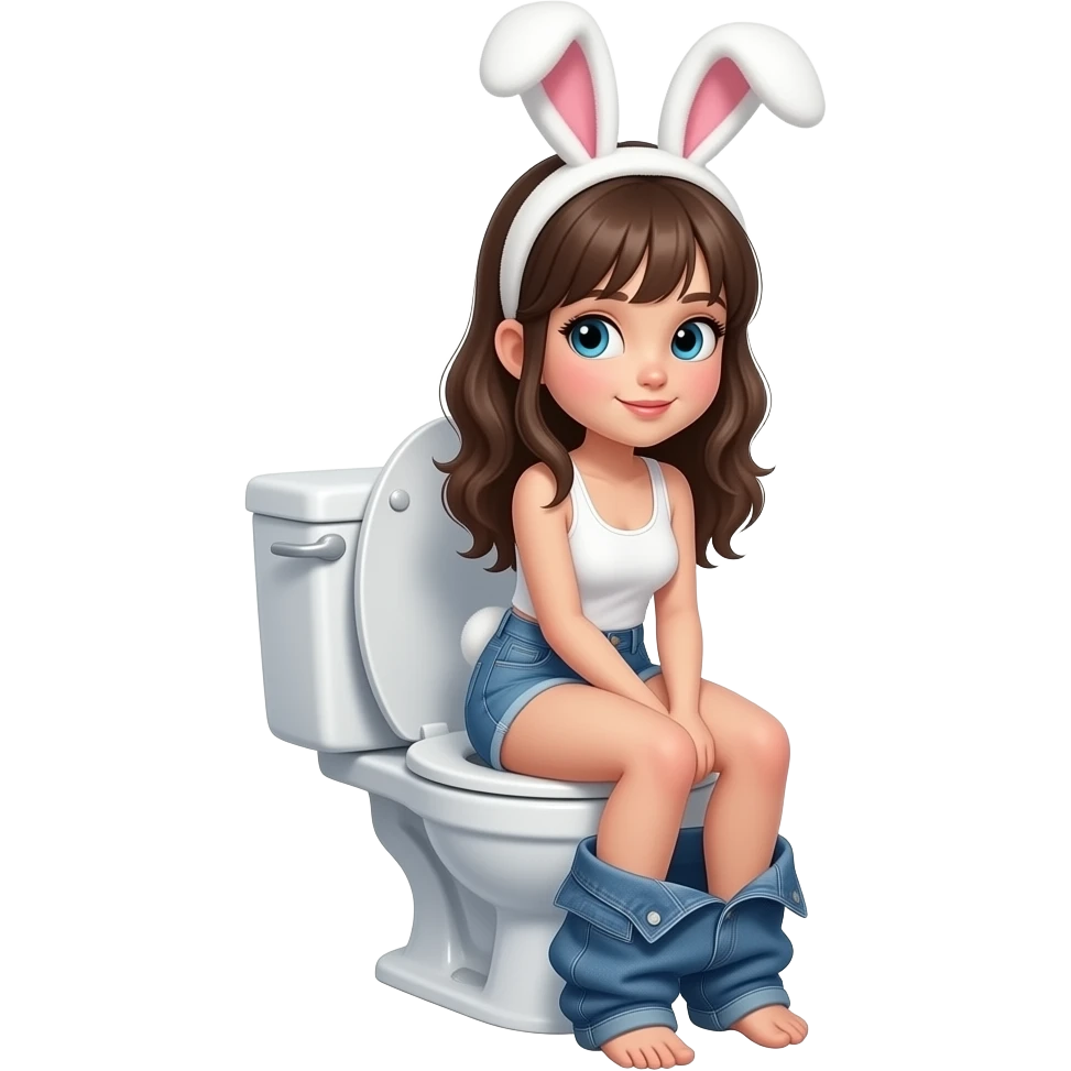 Female rabbit furry girl sit on toilet pants down emoji