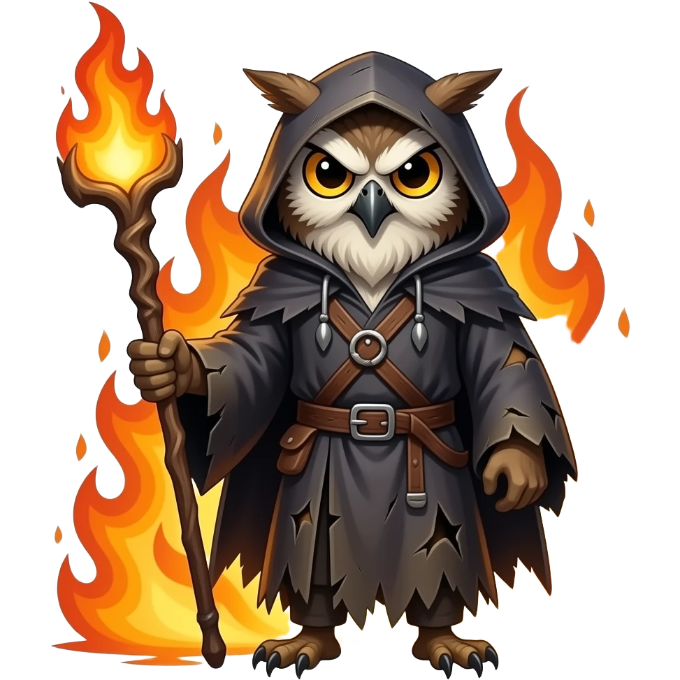 owl wizard angry fire emoji