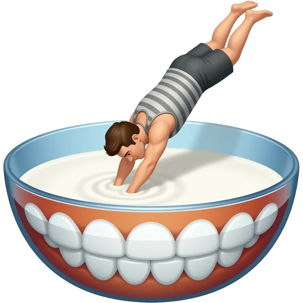 다이빙해서 우유에 잠긴 치아 emoji