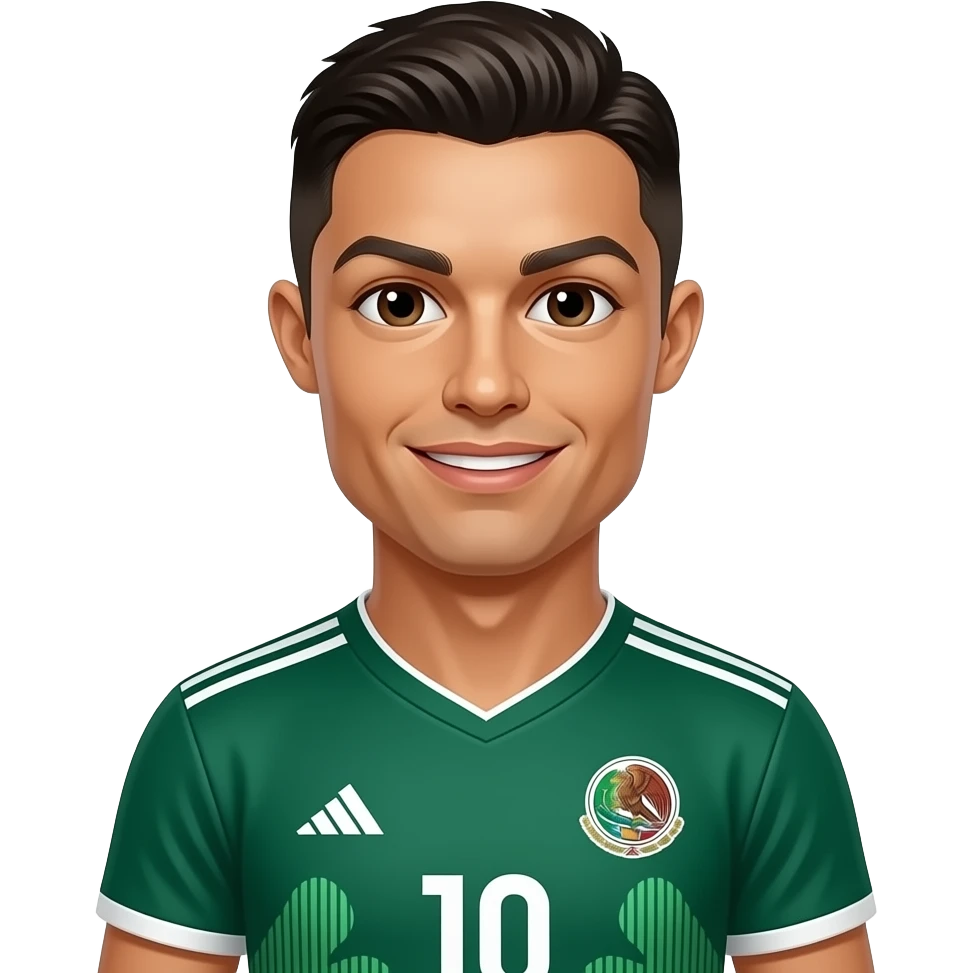 Haz un emoji de ronaldo pero con una ropa de fútbol mexicana emoji