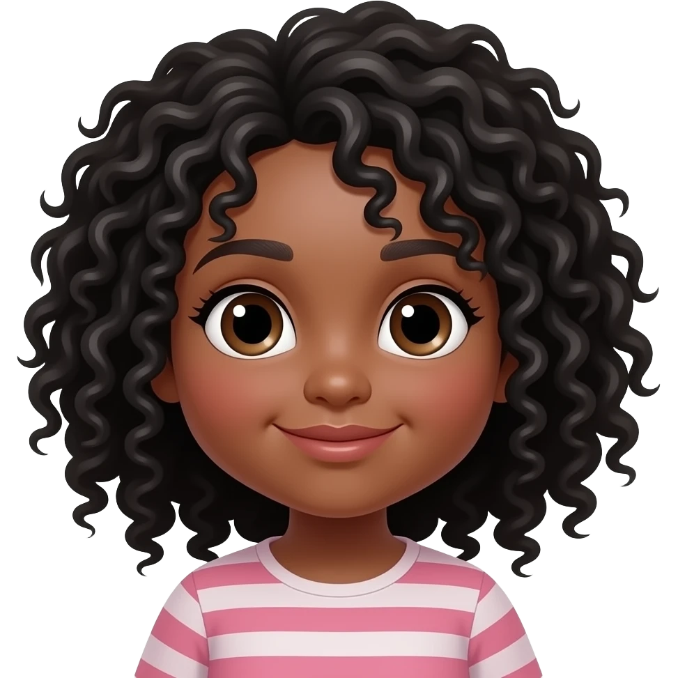 Brown slightly chubby girl with black curly hair emoji | AI Emoji Generator