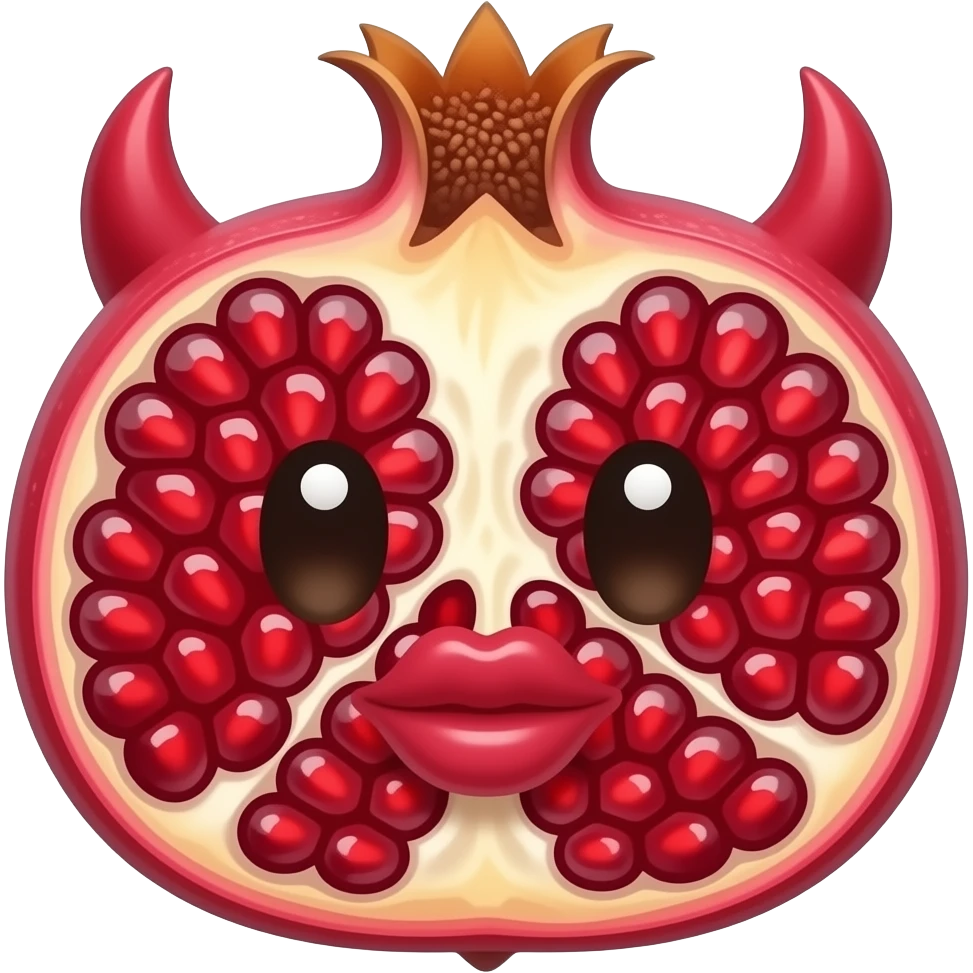 Pomegranate kissy face devil horns emoji