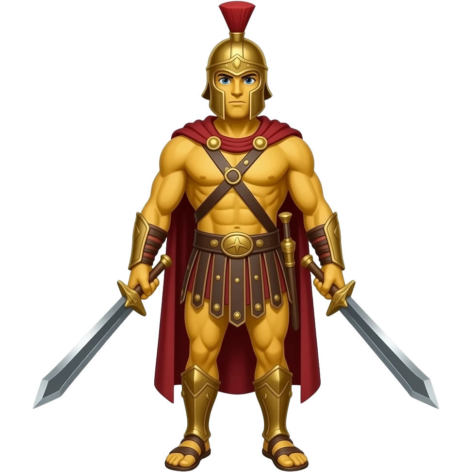 spartacus, minimal, full body, yellow skin, emoji style, more emojis style, more minimal, with weapons, more simplistic emoji style emoji