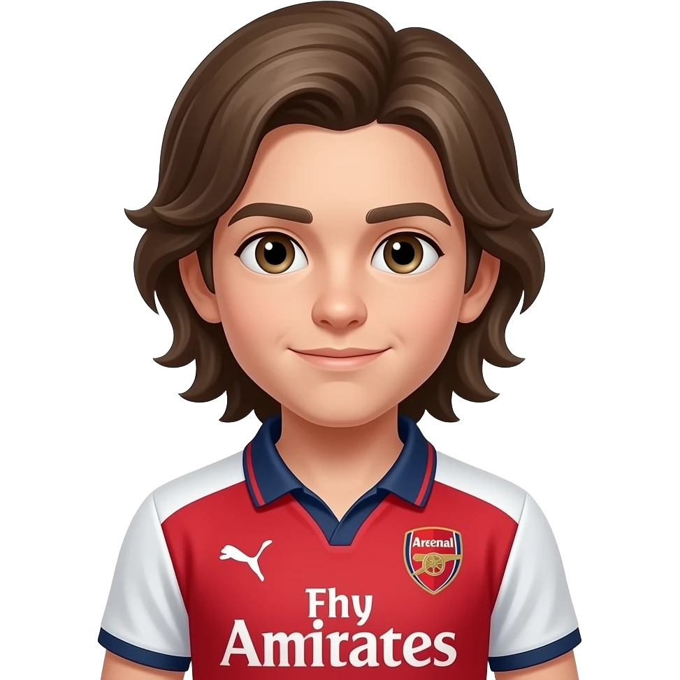 Young boy long hair Arsenal shirt emoji