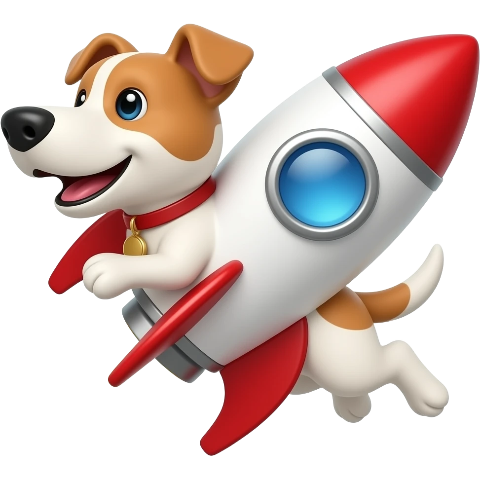 dog red rocket emoji