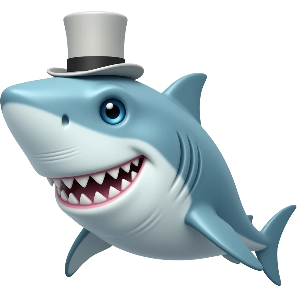 Shark with a top hat emoji