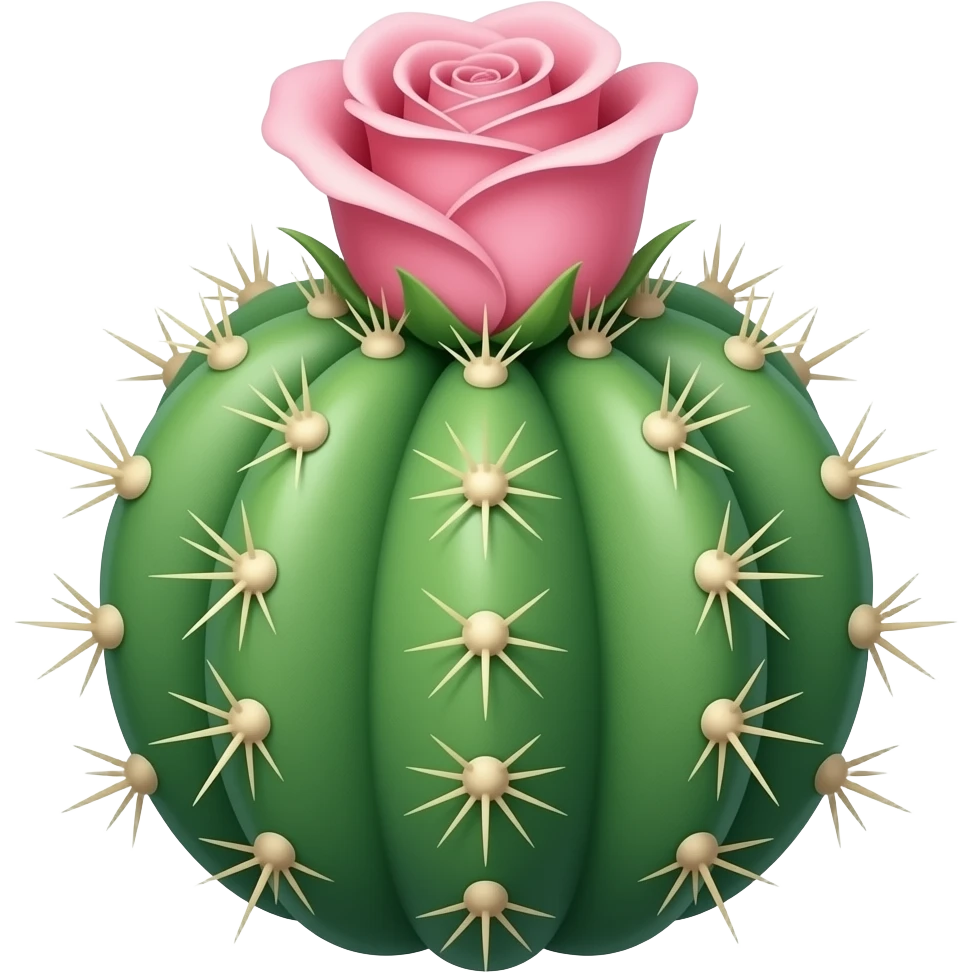 Cactus with pink rose emoji