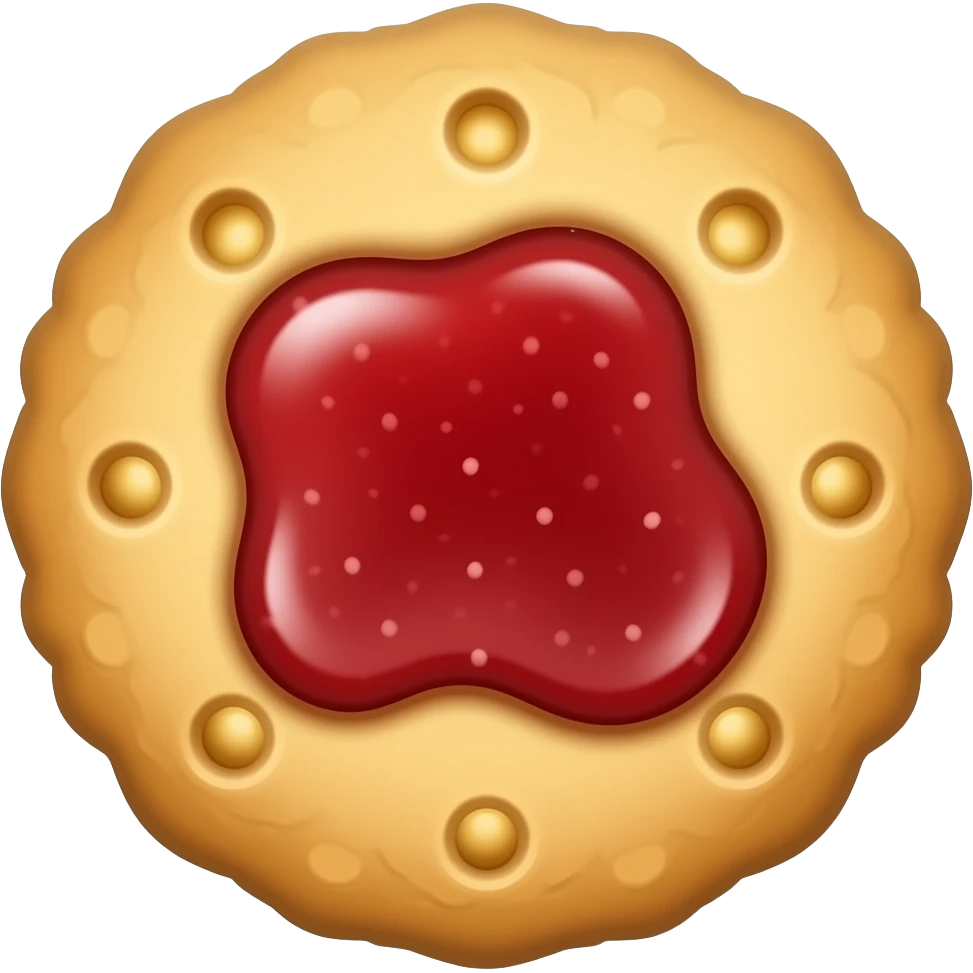 Jam cookie shaped like a button emoji