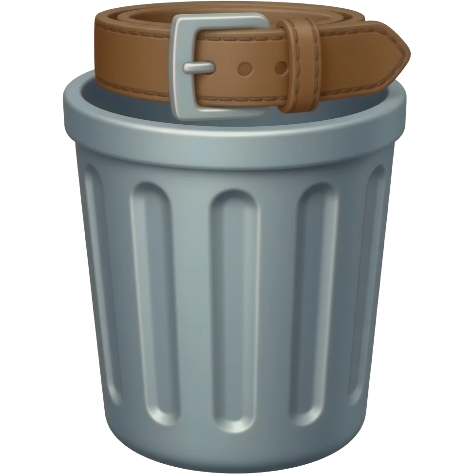 A belt on top of a trashcan emoji