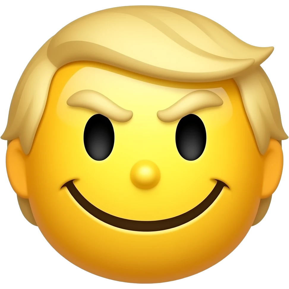 standard yellow smiley face emoji with trump-like scowl emoji