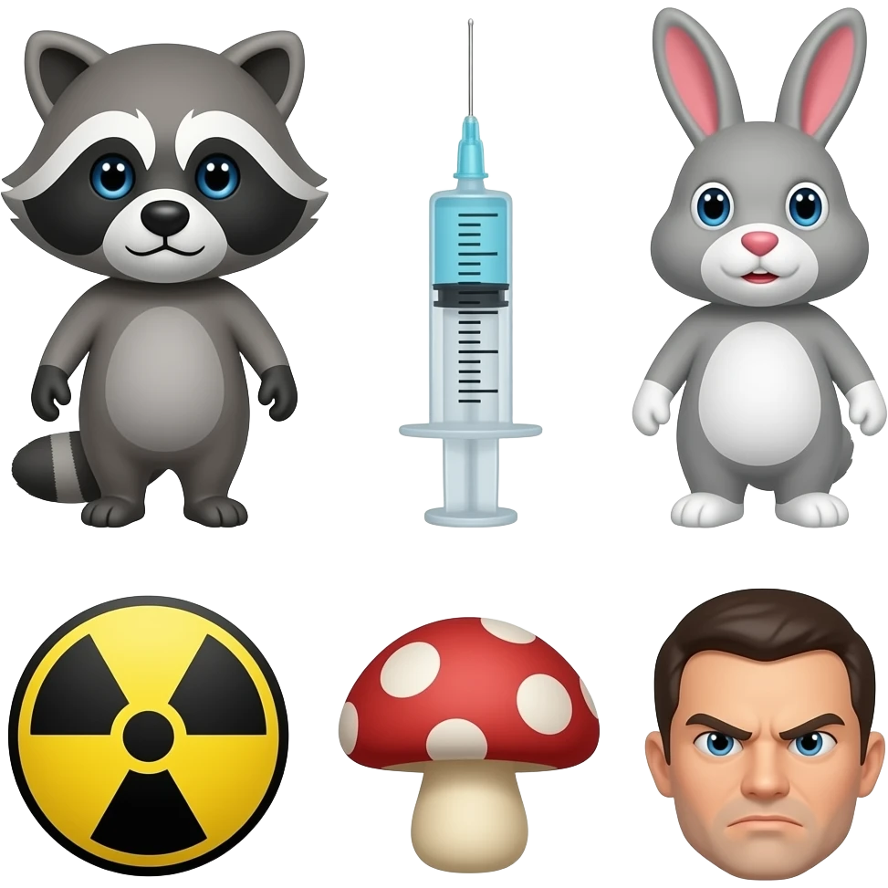 🦝🐇💉🏎️☢️🫜😡Rr emoji