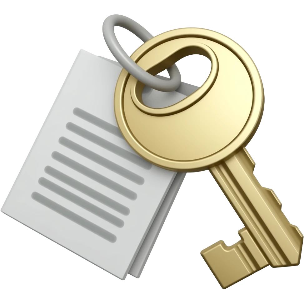 key with documents keychain emoji