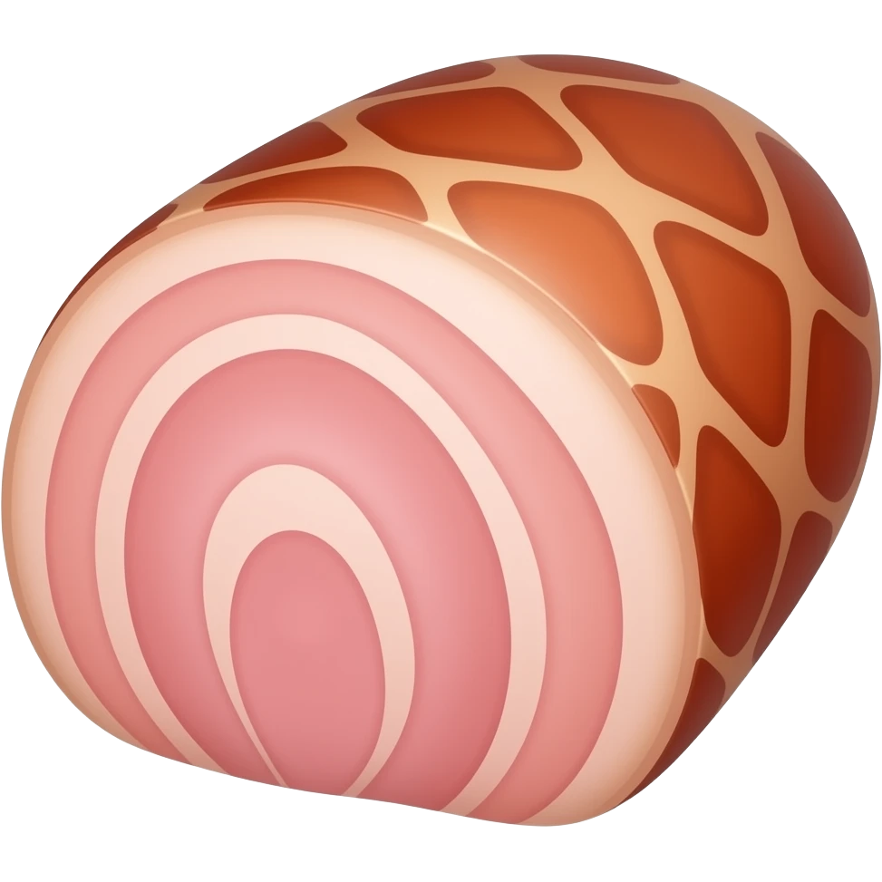 Create high-quality glossy emojis with a vibrant modern style.Make the emojis look premium, shiny, and eye-catching with bright highlights, smooth gradients, soft reflections, and glowing details. Ham emoji emoji