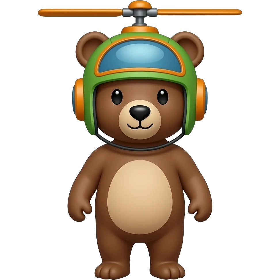 bear green and orange helocopter hat emoji