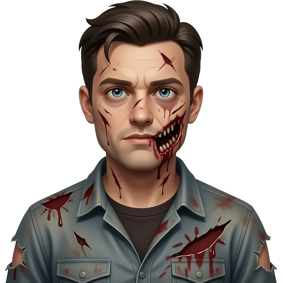 bust shot of a man wearing zombie outfit emoji